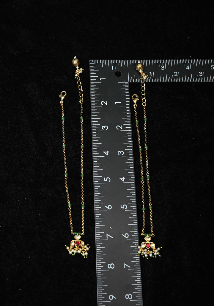 Payal Anklet with Lotus Pendant and Dangling Pearls