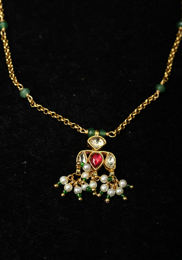 Payal Anklet with Lotus Pendant and Dangling Pearls