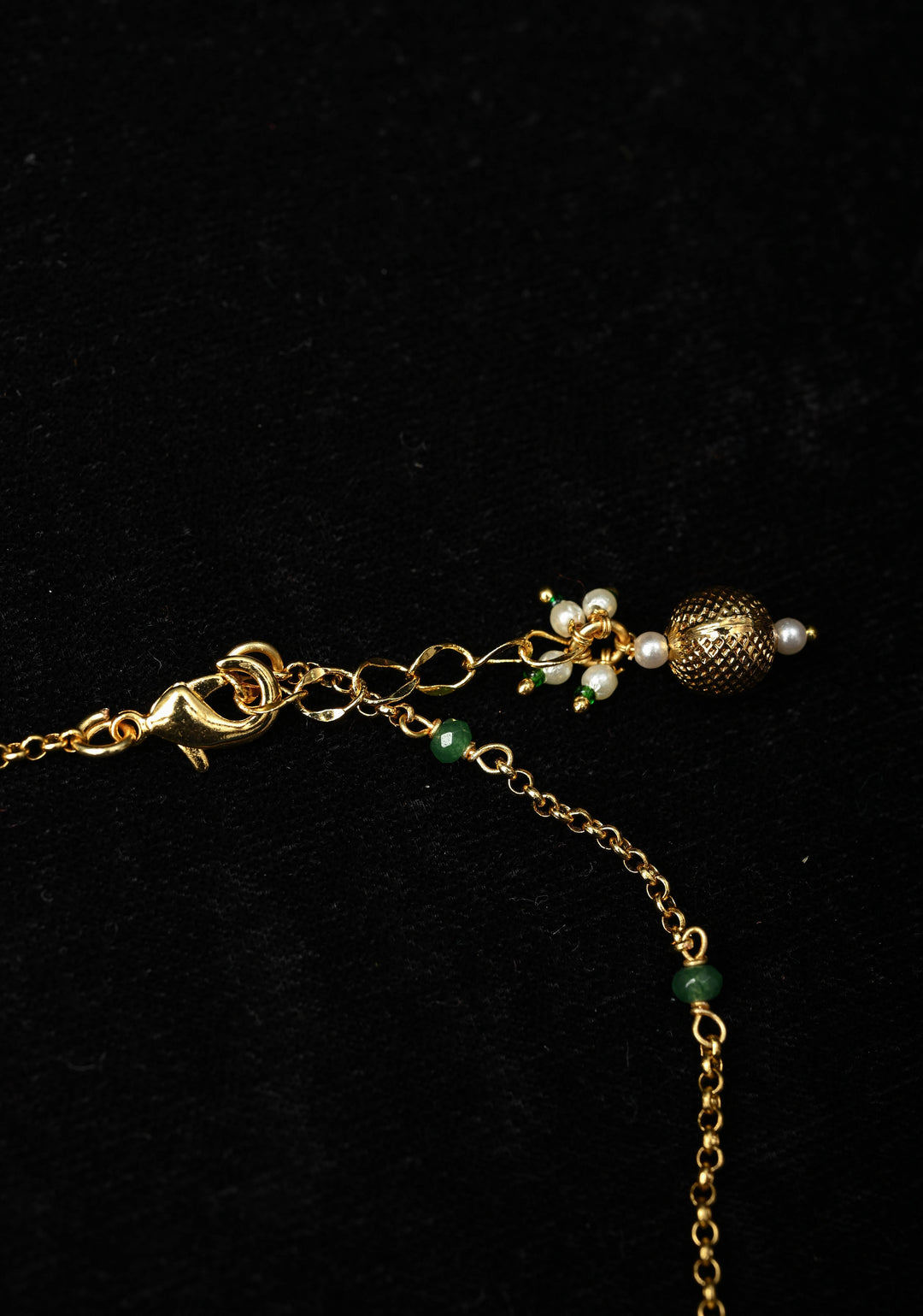 Payal Anklet with Lotus Pendant and Dangling Pearls