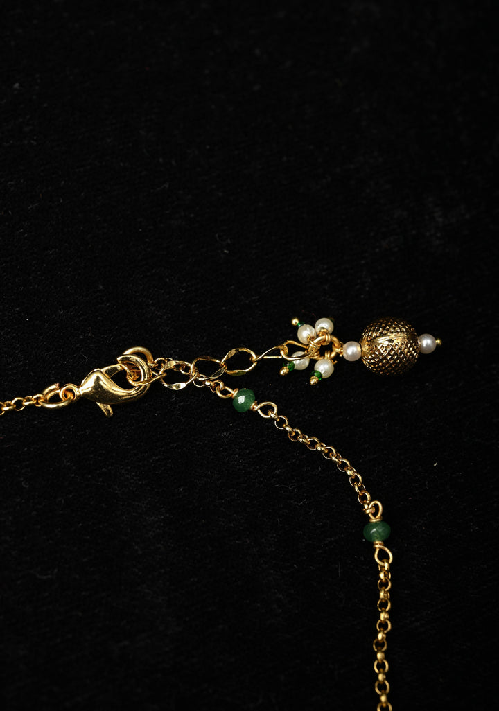 Payal Anklet with Lotus Pendant and Dangling Pearls