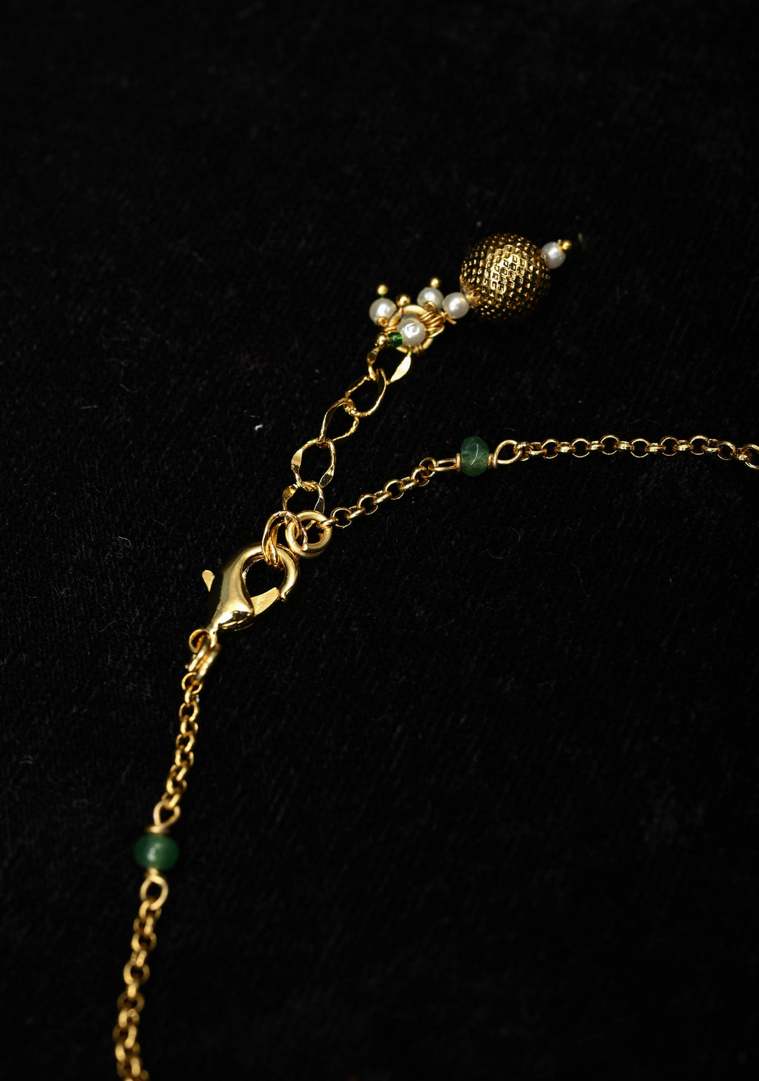Payal Anklet with Lotus Pendant and Dangling Pearls