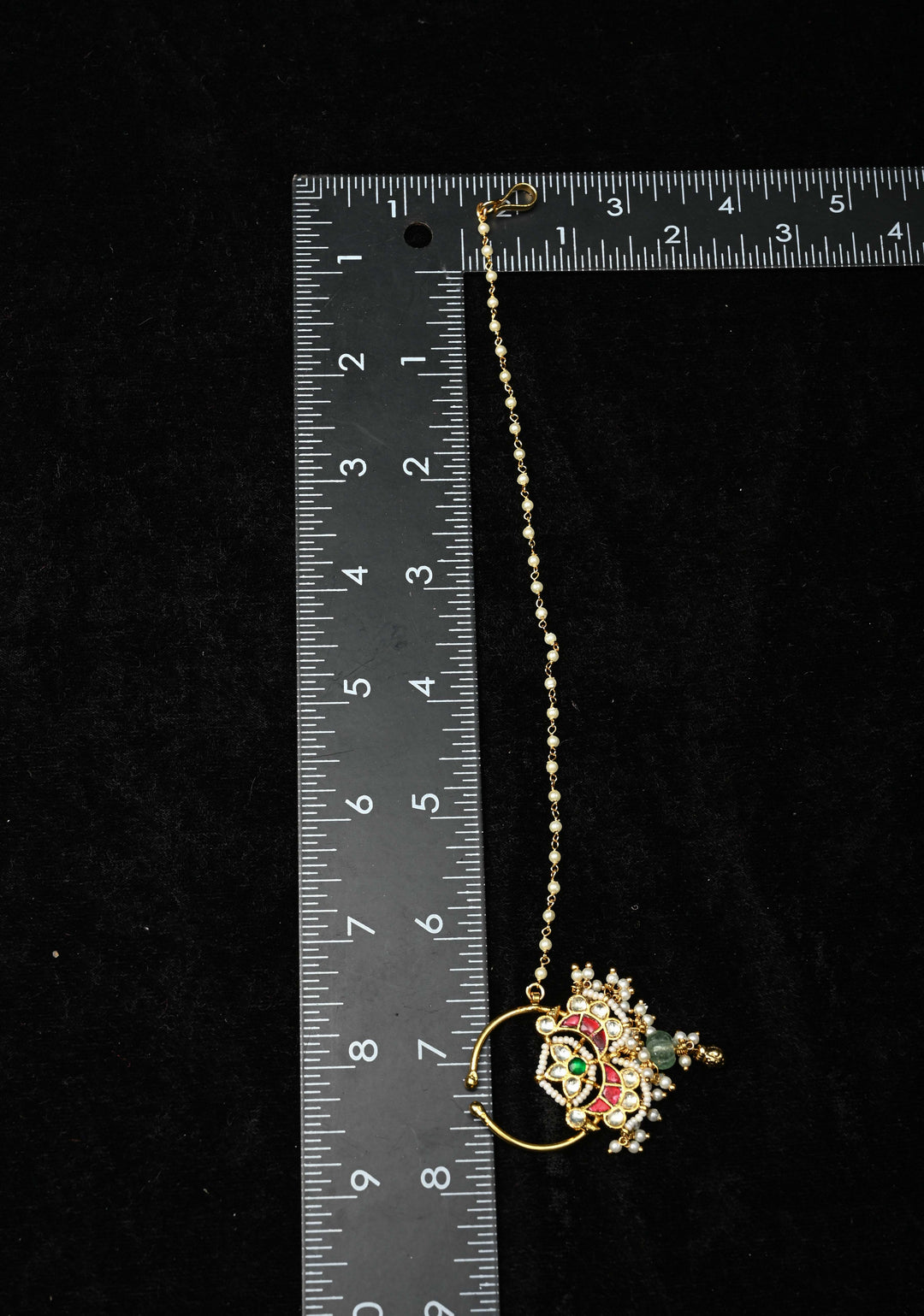 Non Piercing Nath with Jadau Kundan Stones and chain and danling beads