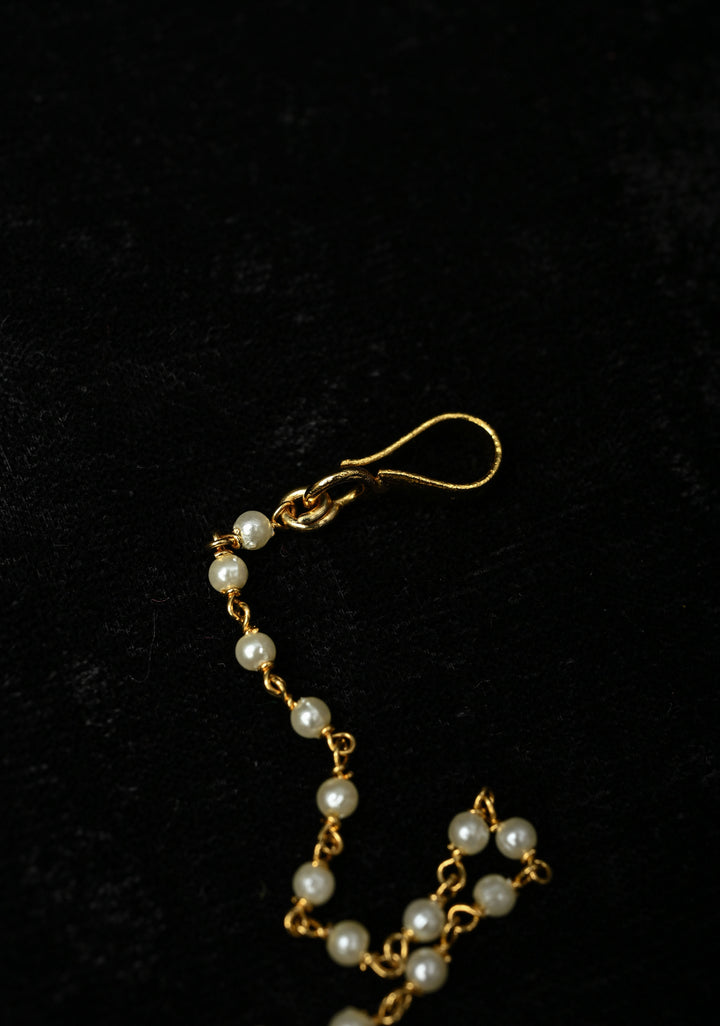 Non Piercing Nath with Jadau Kundan Stones and chain and danling beads