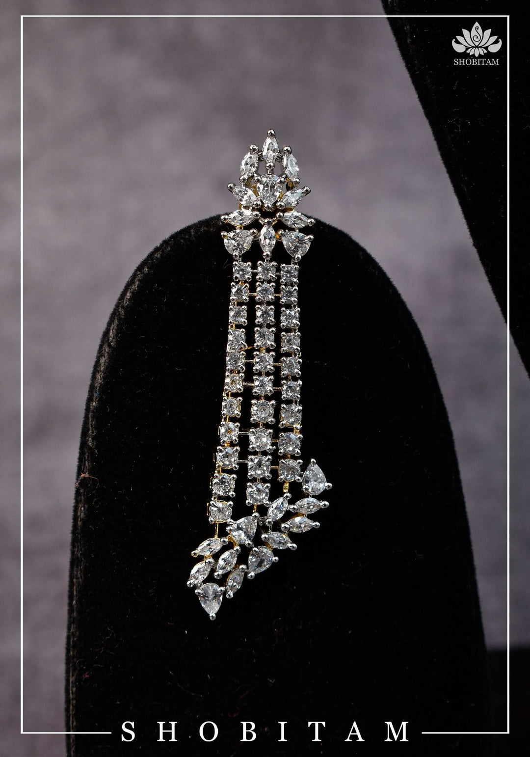 Asymmetric CZ Stone Dual Polish Contemporary Necklace | Shobitam Jewelry