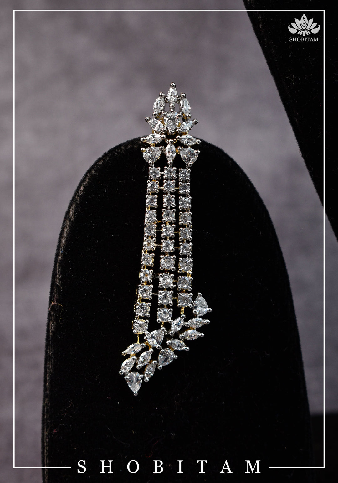 Asymmetric CZ Stone Dual Polish Contemporary Necklace | Shobitam Jewelry