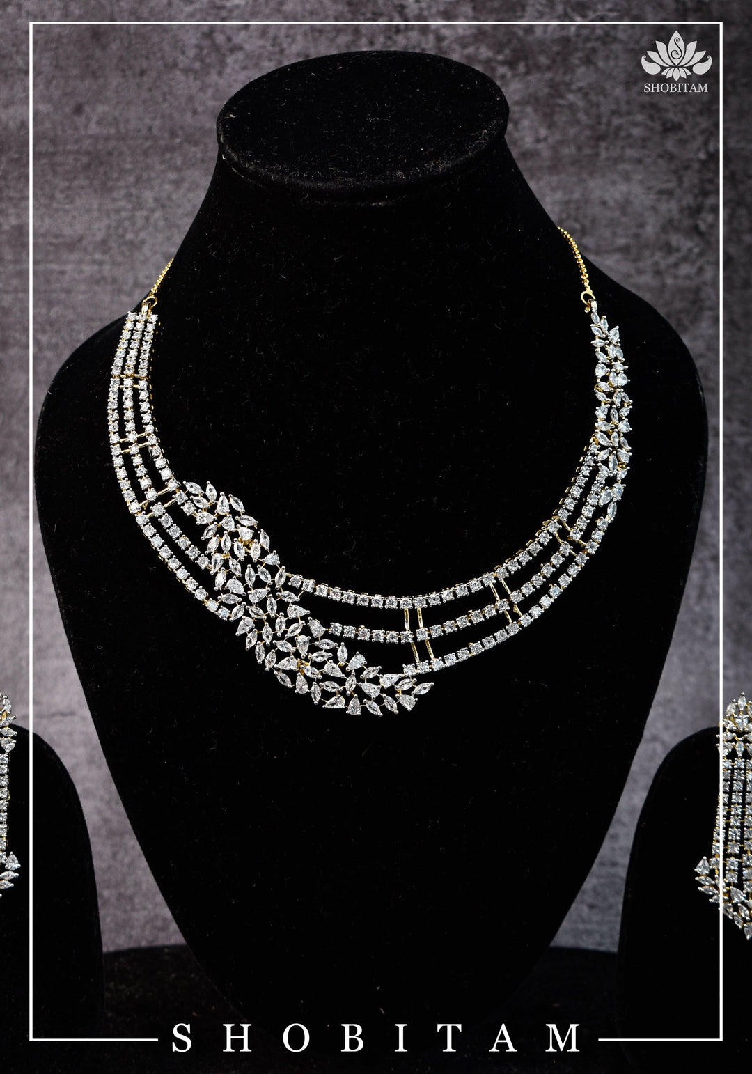 Asymmetric CZ Stone Dual Polish Contemporary Necklace | Shobitam Jewelry