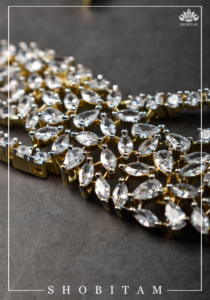 Asymmetric CZ Stone Dual Polish Contemporary Necklace | Shobitam Jewelry