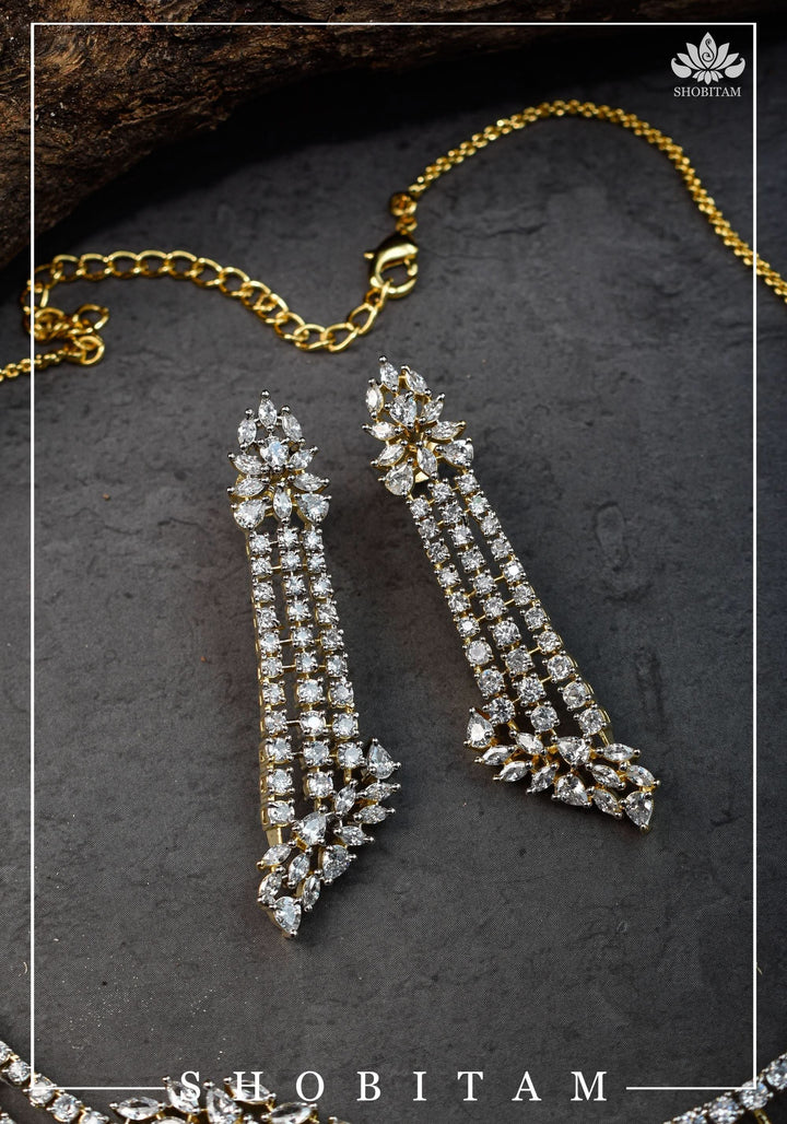 Asymmetric CZ Stone Dual Polish Contemporary Necklace | Shobitam Jewelry