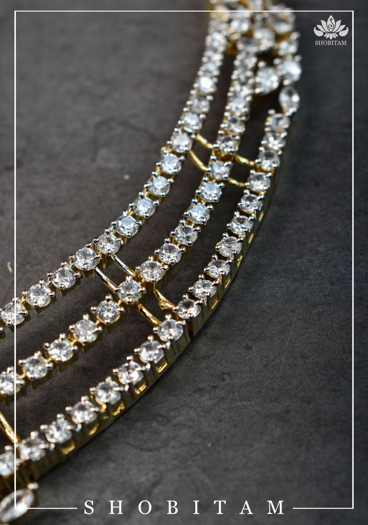 Asymmetric CZ Stone Dual Polish Contemporary Necklace | Shobitam Jewelry