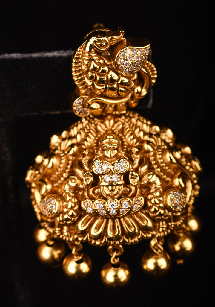 Statement Jhumkas - Nagas Dancing Peacock Jhumkas with dangling beads | Shobitam Jewelry