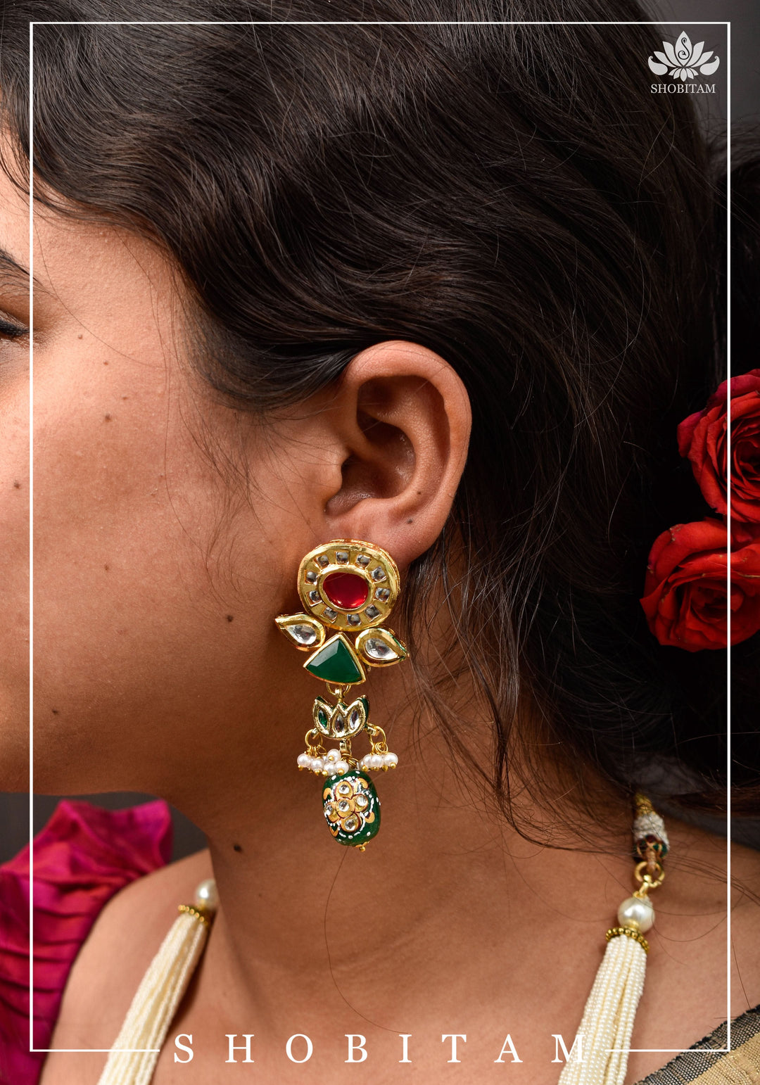 Statement Navaratna Design Jewelry Set | Shobitam Jewelry
