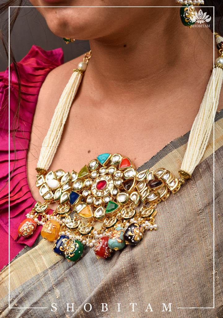 Statement Navaratna Design Jewelry Set | Shobitam Jewelry