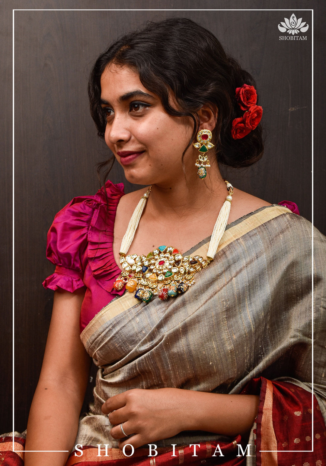 Statement Navaratna Design Jewelry Set | Shobitam Jewelry