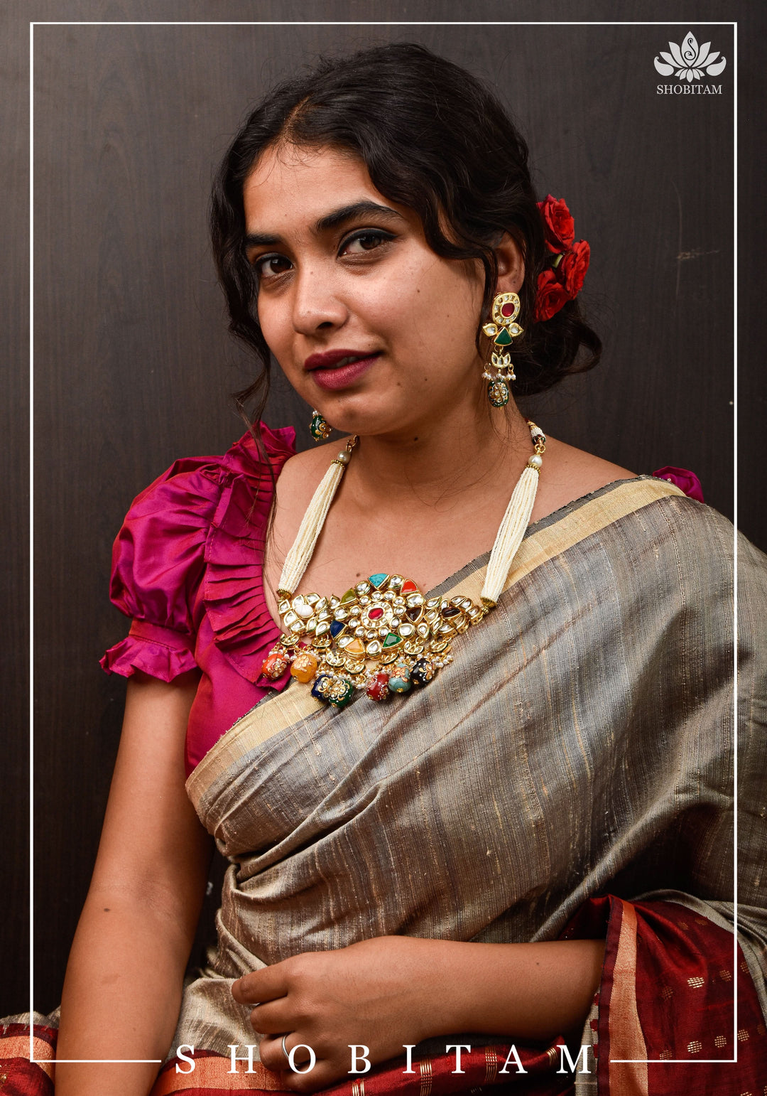 Statement Navaratna Design Jewelry Set | Shobitam Jewelry