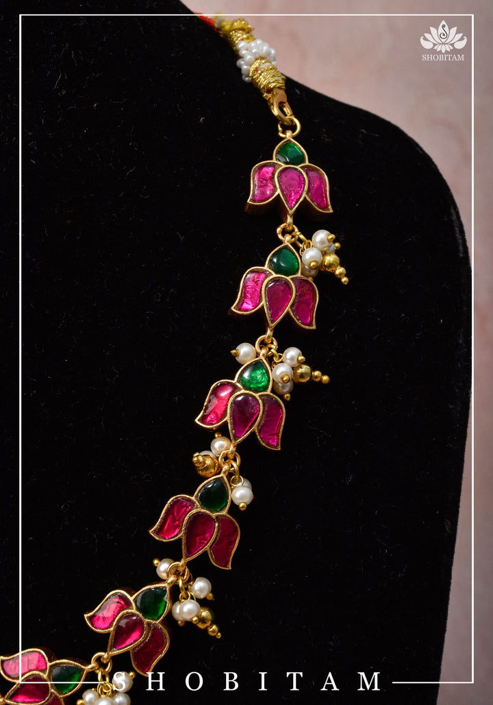 Translucent Lotus Flexible necklace set  | Shobitam Jewelry