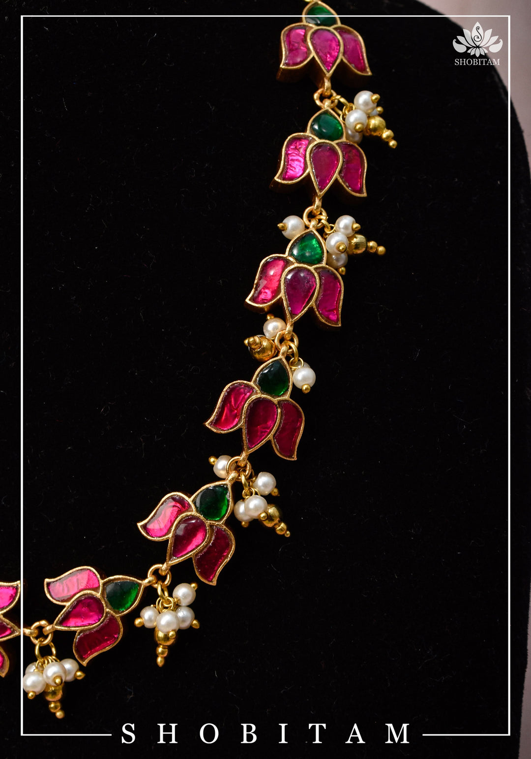 Translucent Lotus Flexible necklace set  | Shobitam Jewelry