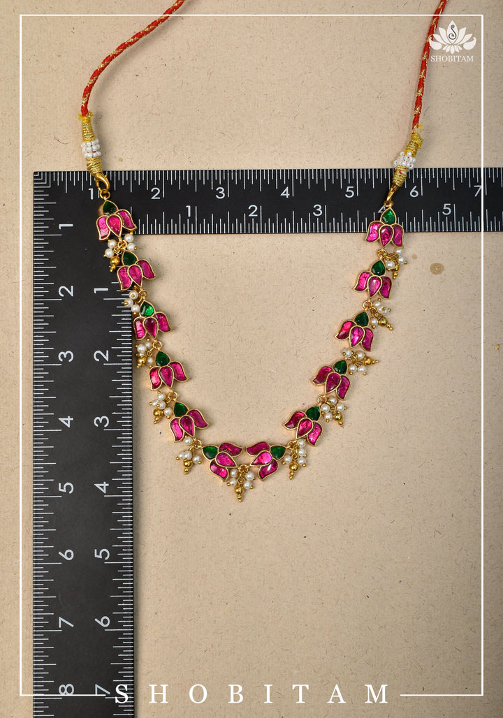 Translucent Lotus Flexible necklace set  | Shobitam Jewelry