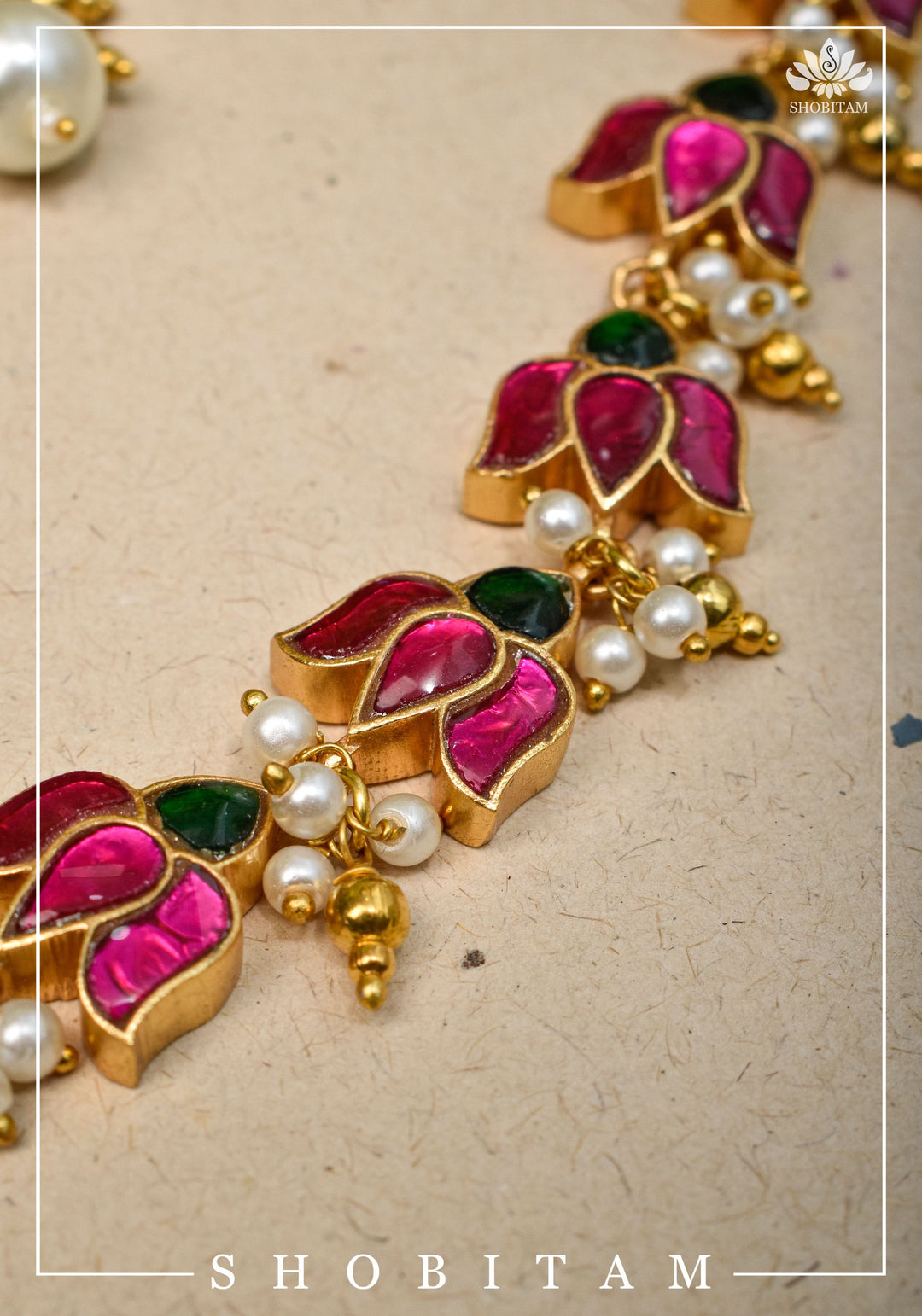 Translucent Lotus Flexible necklace set  | Shobitam Jewelry