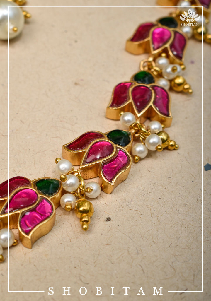 Translucent Lotus Flexible necklace set  | Shobitam Jewelry