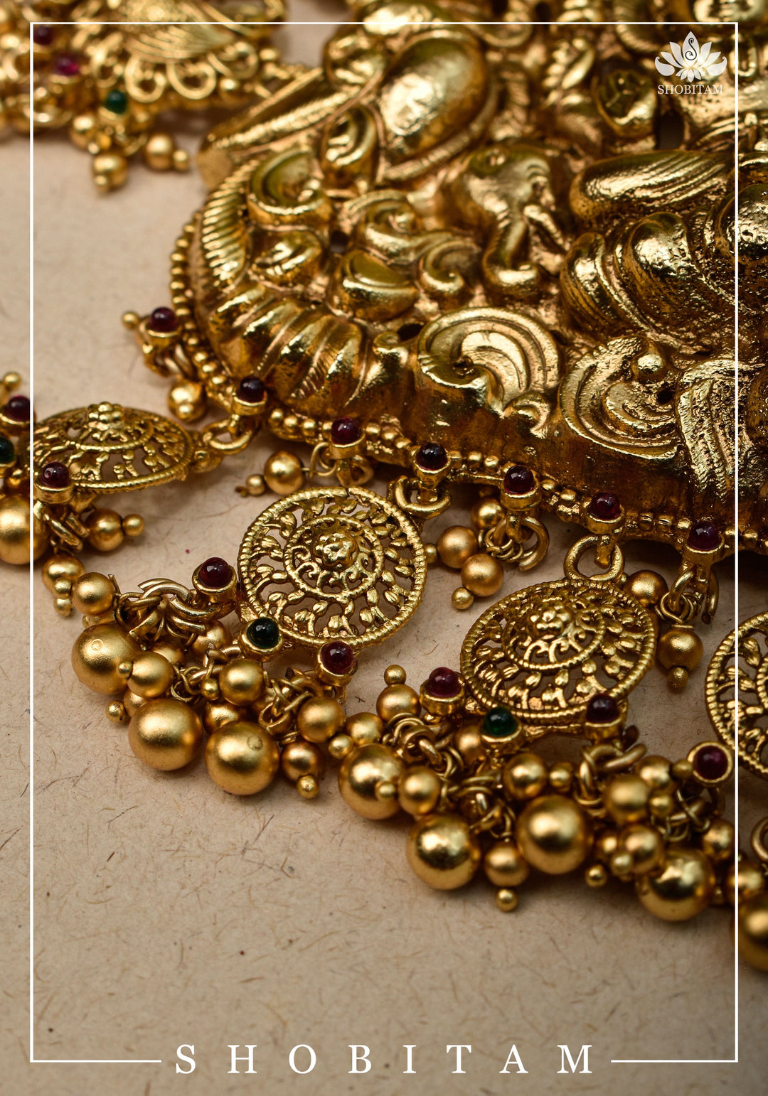 Double Layered Ethnic Necklace Lakshmi  with Earrings |  Indian Jewelry | Shobitam Jewelry