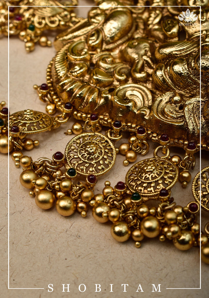 Double Layered Ethnic Necklace Lakshmi  with Earrings |  Indian Jewelry | Shobitam Jewelry