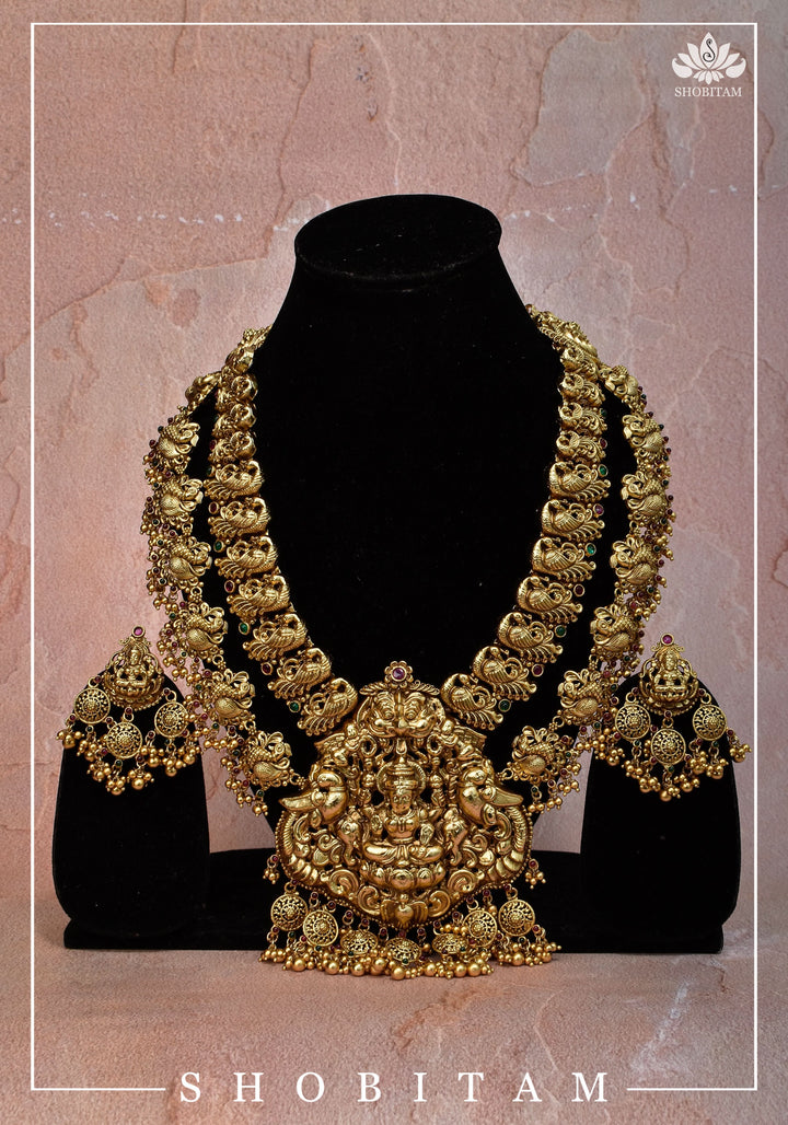 Double Layered Ethnic Necklace Lakshmi  with Earrings |  Indian Jewelry | Shobitam Jewelry