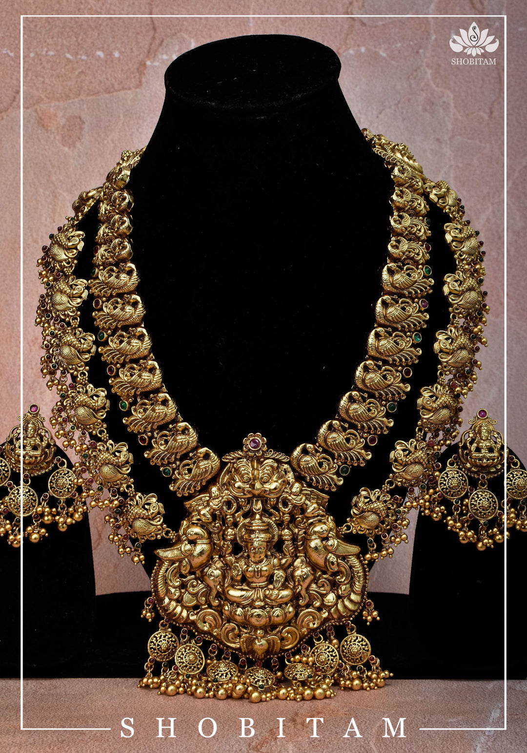 Double Layered Ethnic Necklace Lakshmi  with Earrings |  Indian Jewelry | Shobitam Jewelry