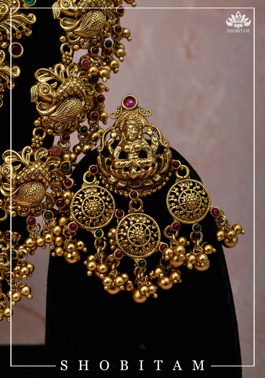 Double Layered Ethnic Necklace Lakshmi  with Earrings |  Indian Jewelry | Shobitam Jewelry