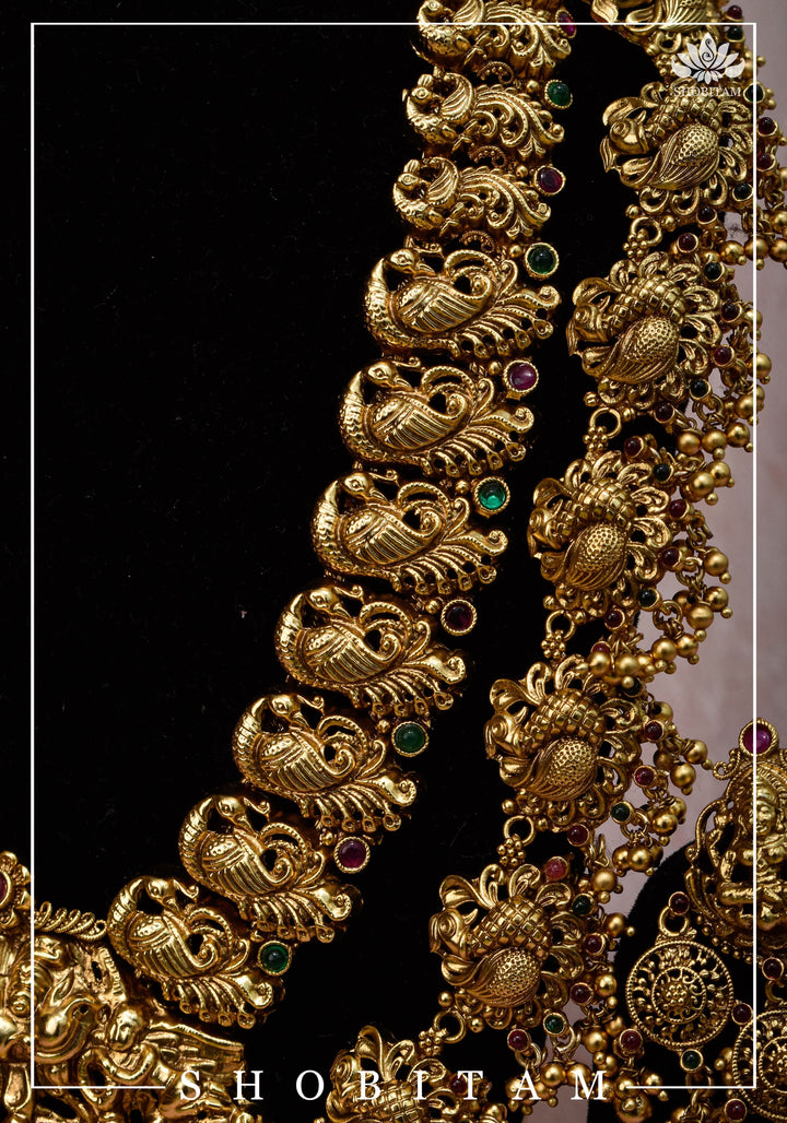 Double Layered Ethnic Necklace Lakshmi  with Earrings |  Indian Jewelry | Shobitam Jewelry