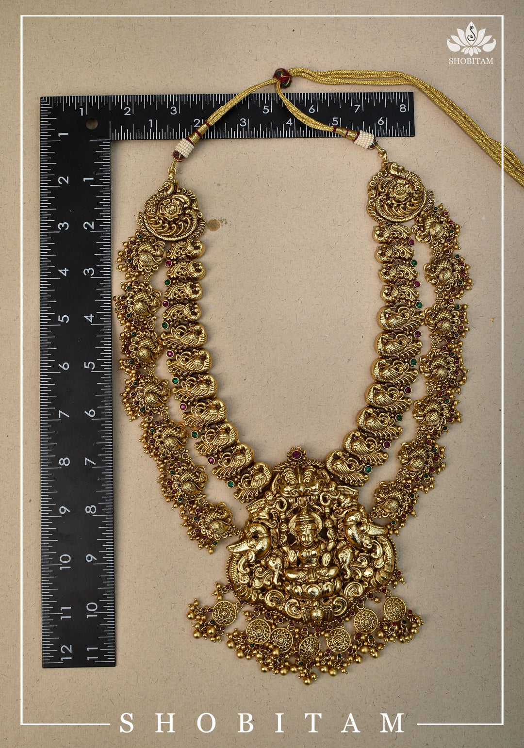 Double Layered Ethnic Necklace Lakshmi  with Earrings |  Indian Jewelry | Shobitam Jewelry