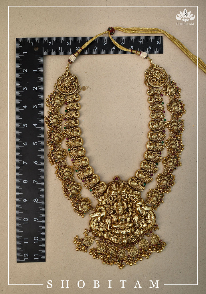 Double Layered Ethnic Necklace Lakshmi  with Earrings |  Indian Jewelry | Shobitam Jewelry