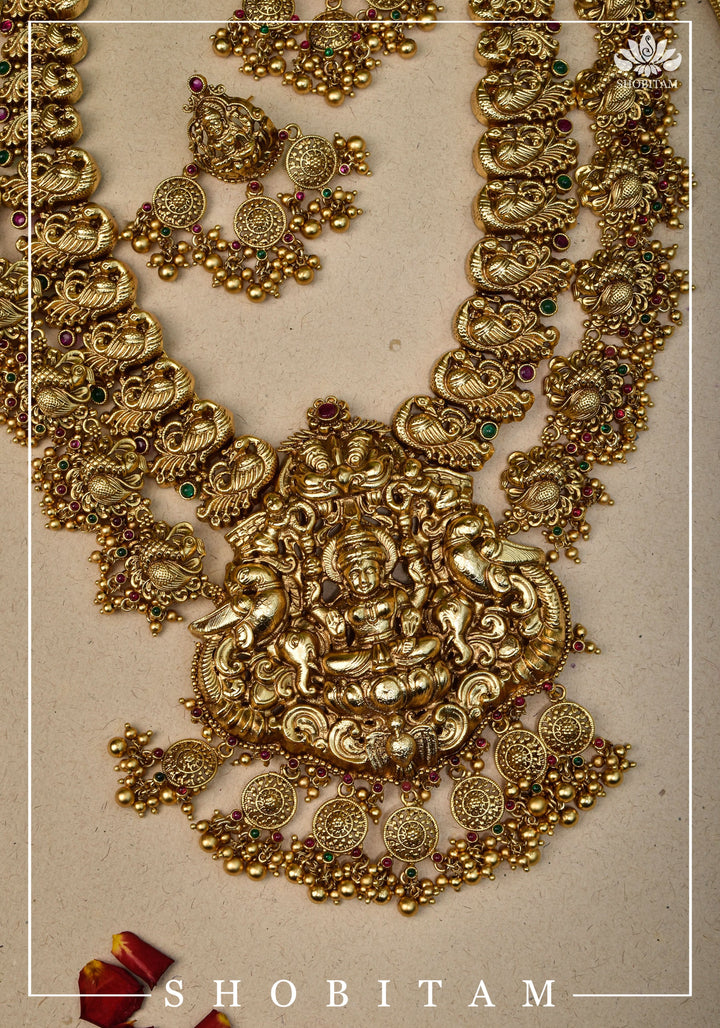 Double Layered Ethnic Necklace Lakshmi  with Earrings |  Indian Jewelry | Shobitam Jewelry