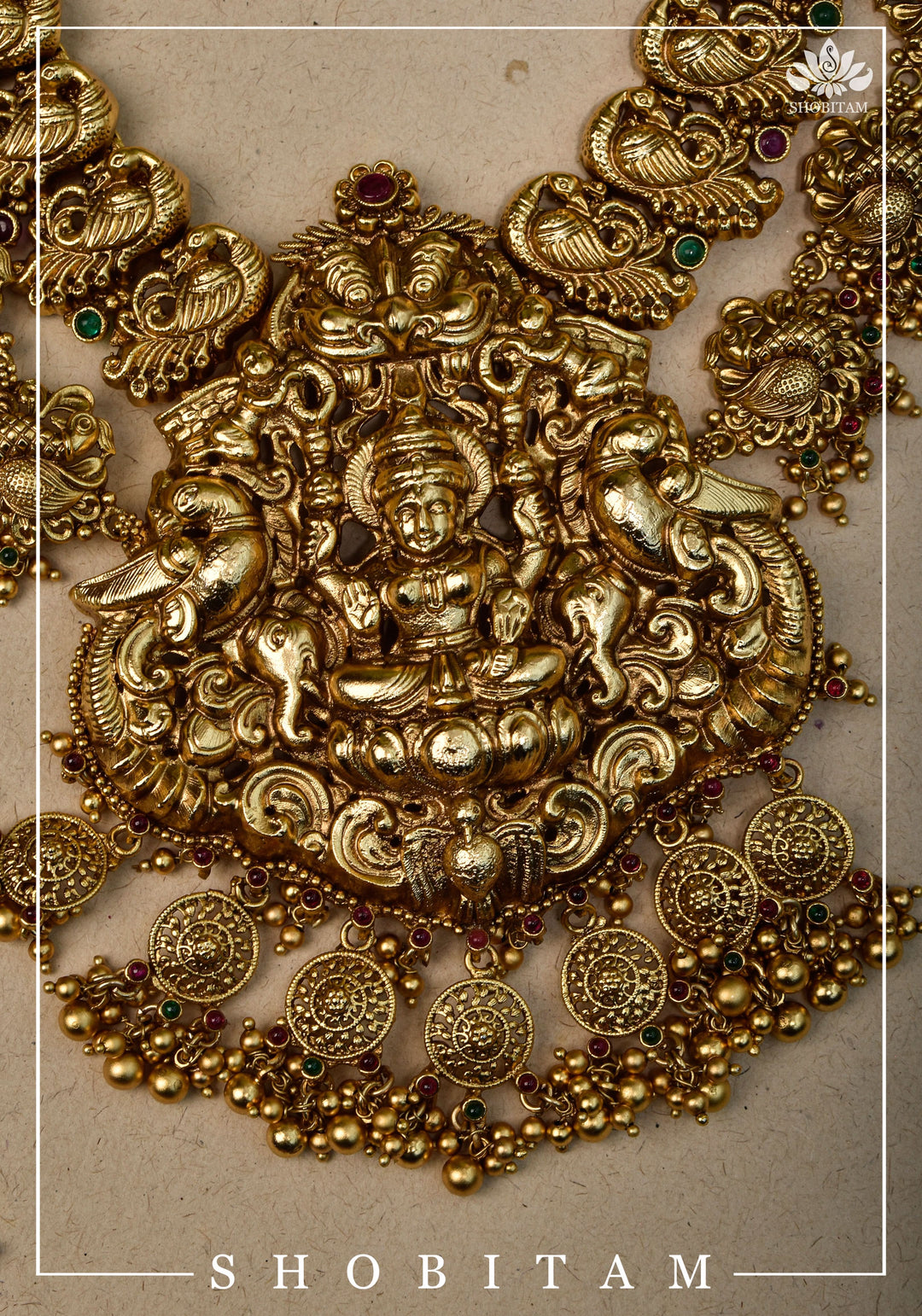 Double Layered Ethnic Necklace Lakshmi  with Earrings |  Indian Jewelry | Shobitam Jewelry