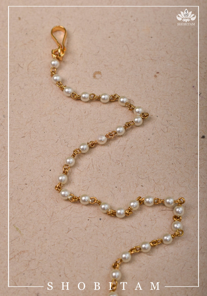 Celestial Kundan nath with non piece clasp, chain and hook