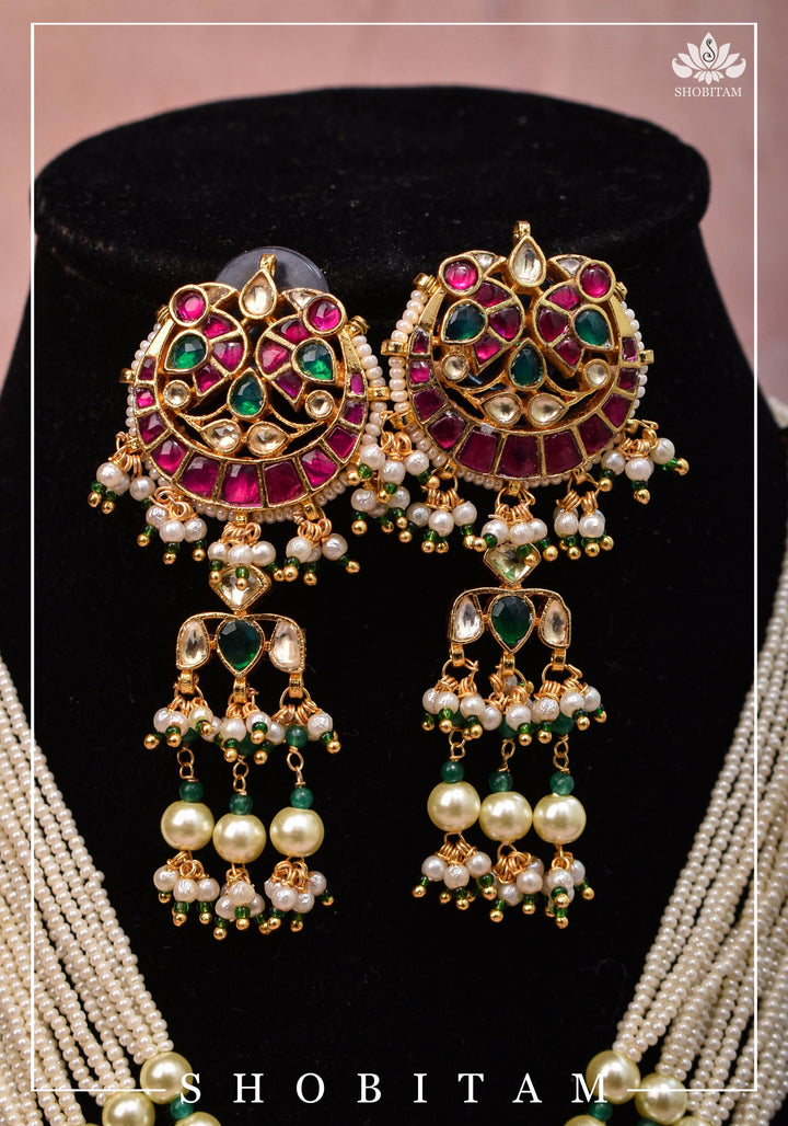 Chand Design Ahmedabadi Kundan Multistrand Short Necklace Set