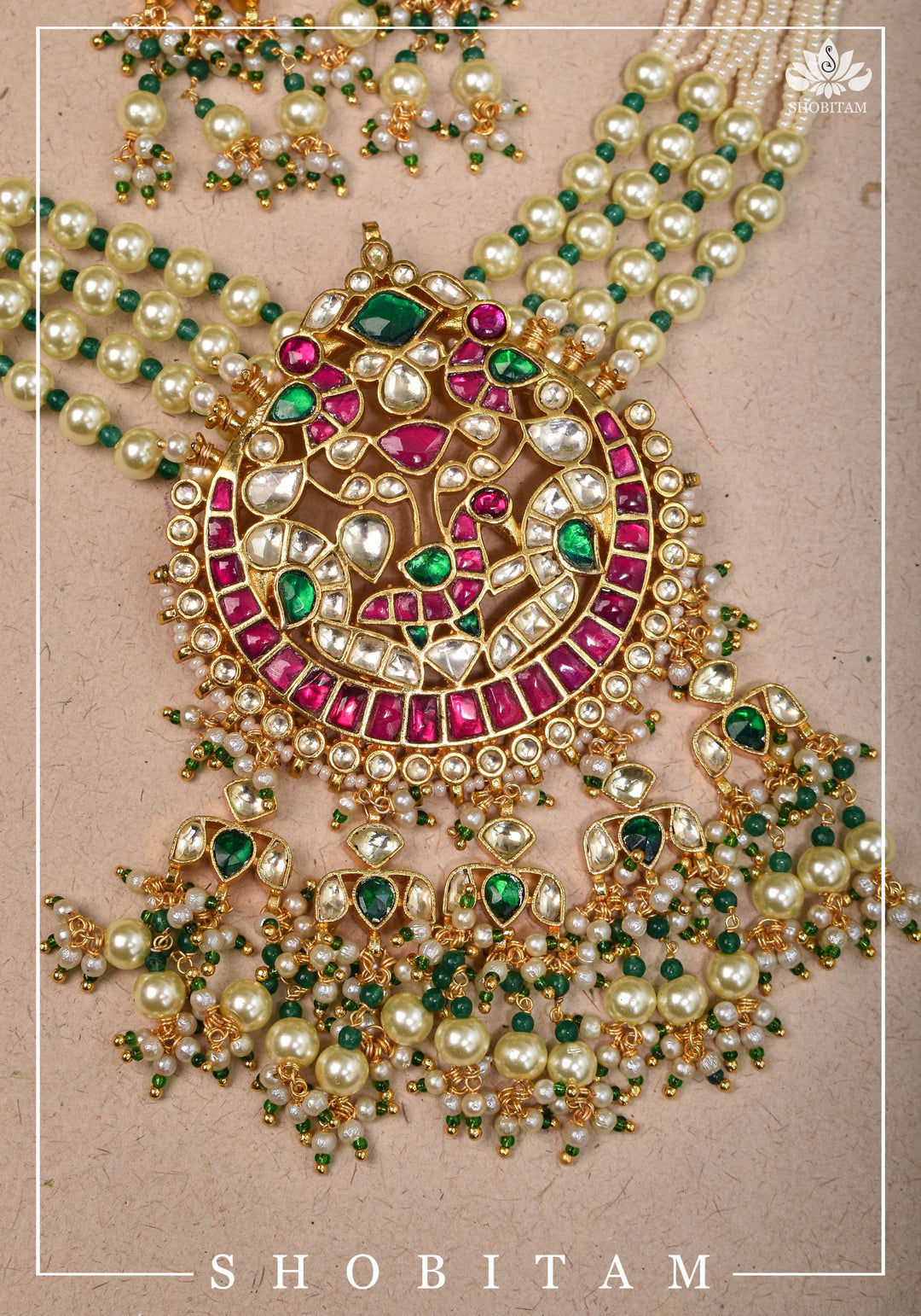 Chand Design Ahmedabadi Kundan Multistrand Short Necklace Set