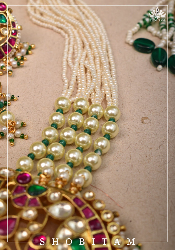 Chand Design Ahmedabadi Kundan Multistrand Short Necklace Set