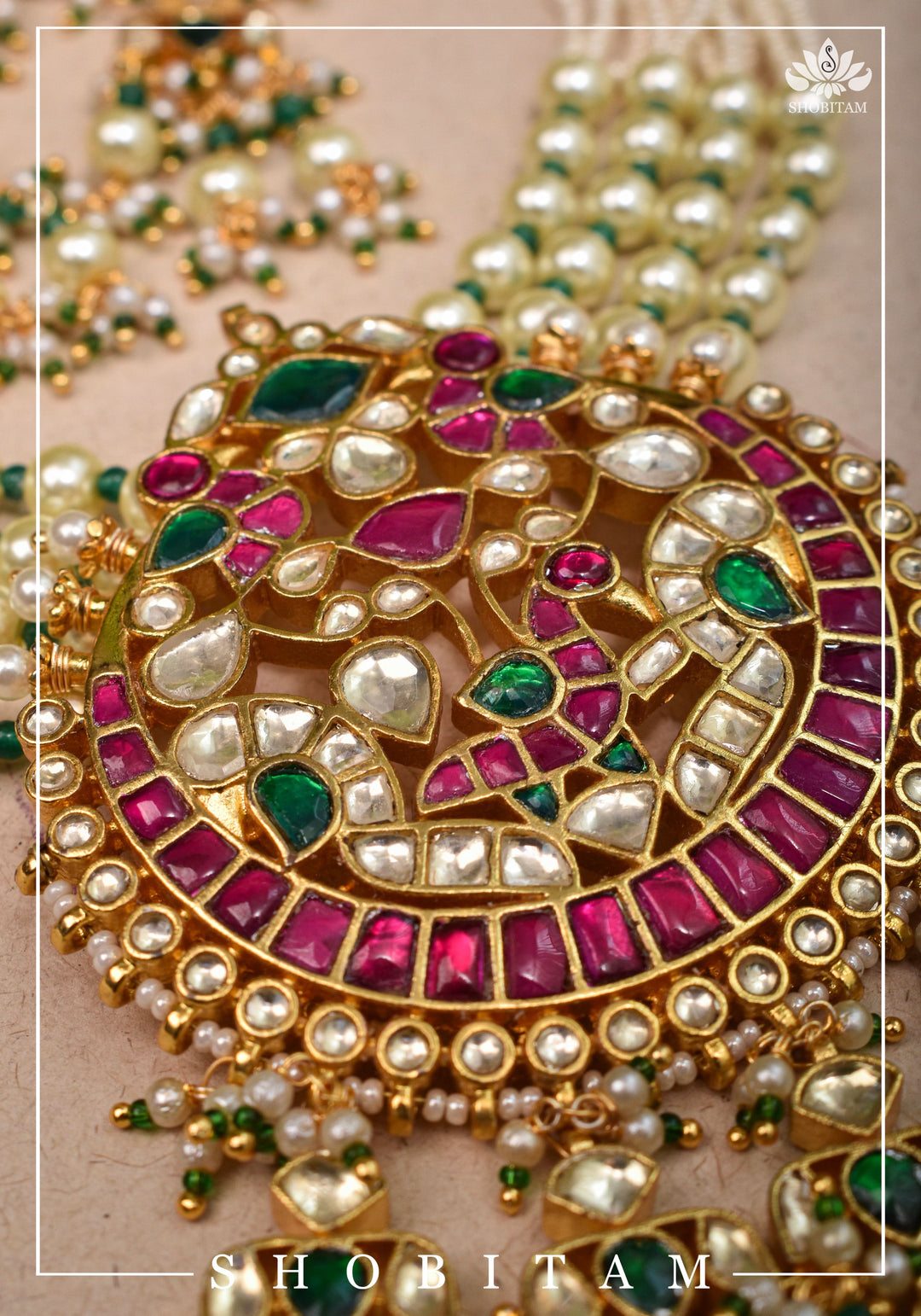 Chand Design Ahmedabadi Kundan Multistrand Short Necklace Set