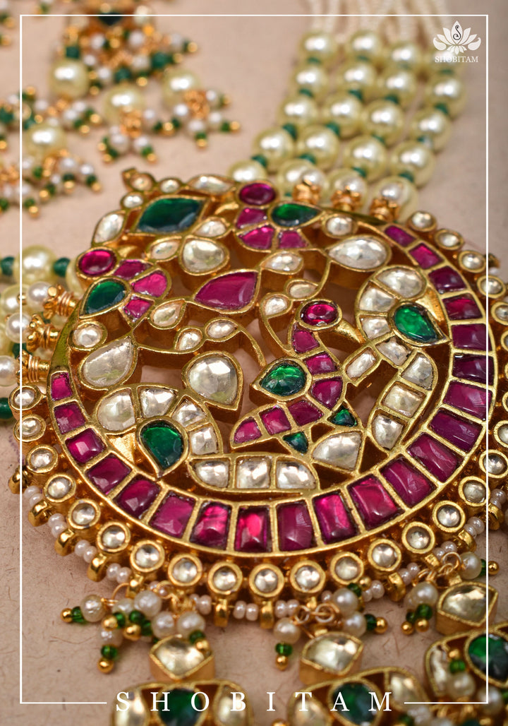 Chand Design Ahmedabadi Kundan Multistrand Short Necklace Set
