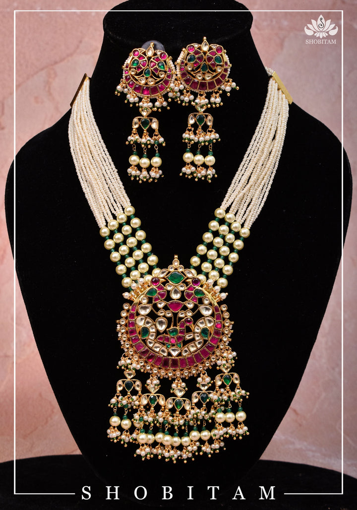 Chand Design Ahmedabadi Kundan Multistrand Short Necklace Set