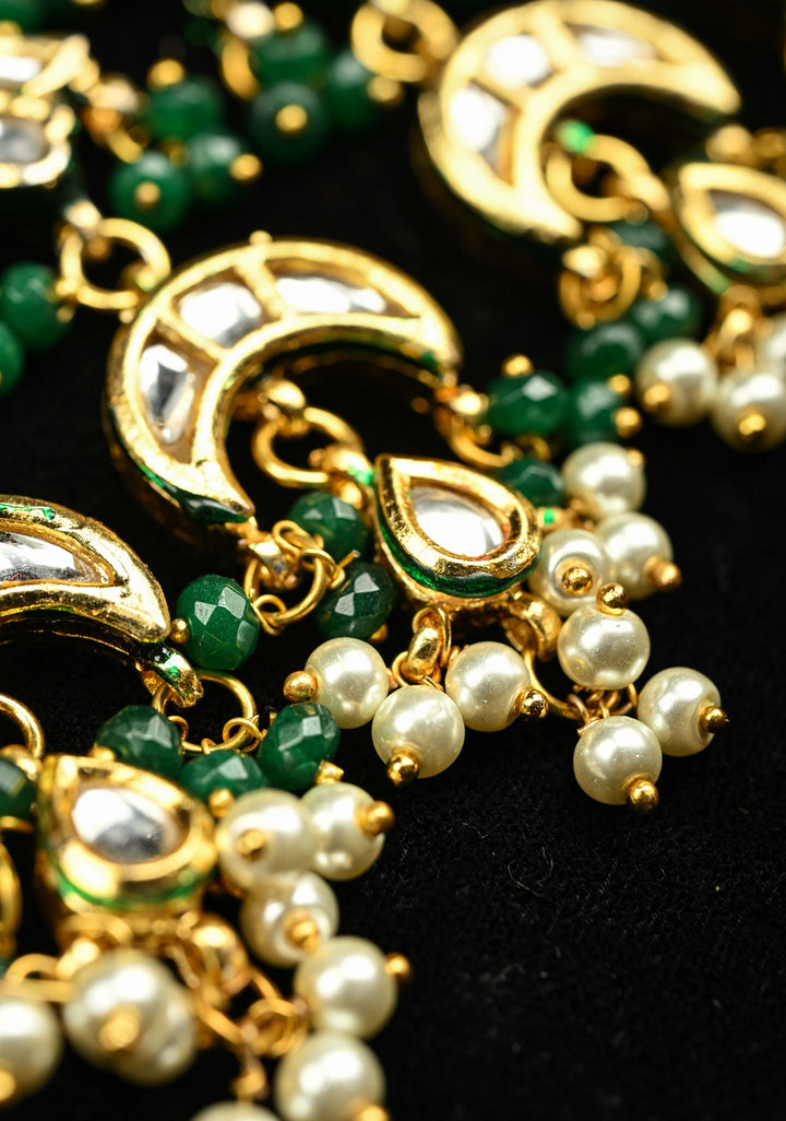 Green Multistrand Necklace Set with Elephant Designer Kundan Statement Pendant