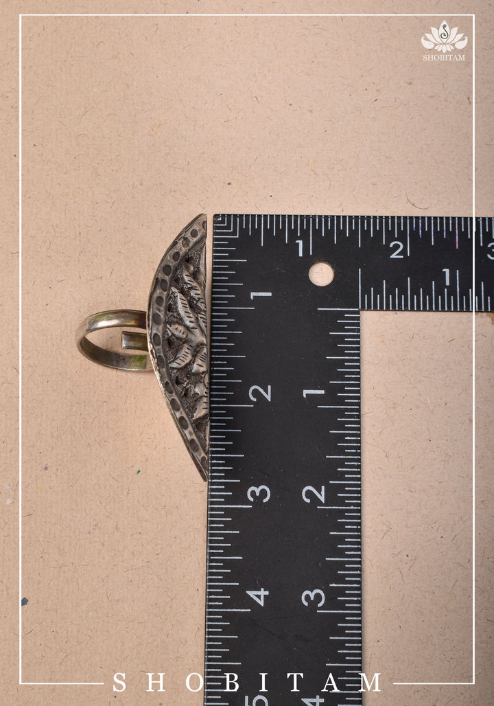 Canopy of Hope - Tree Motif Adjustable Oxidized Metal Finger Ring
