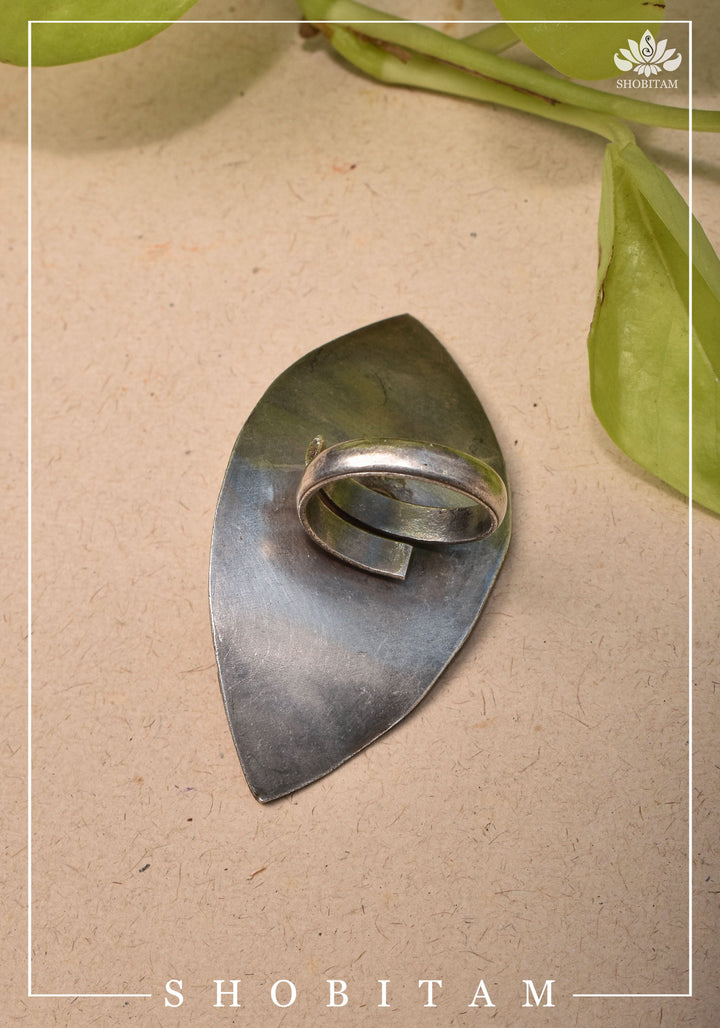 Canopy of Hope - Tree Motif Adjustable Oxidized Metal Finger Ring