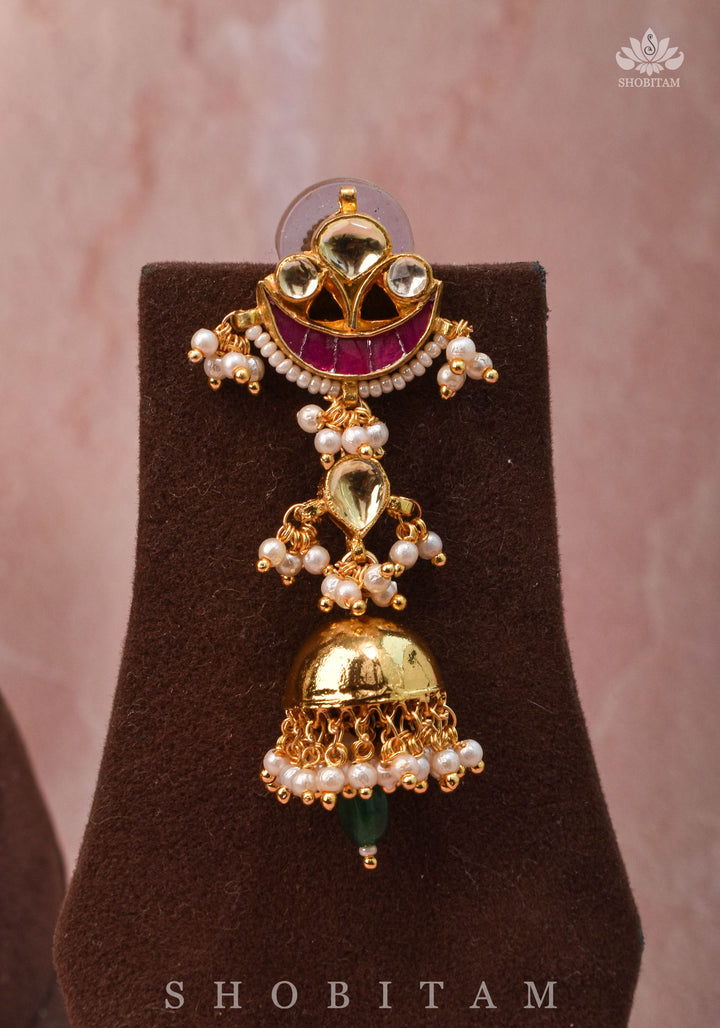Ahmedabadi jadau 5 Tier Necklace with Kundan Charms,