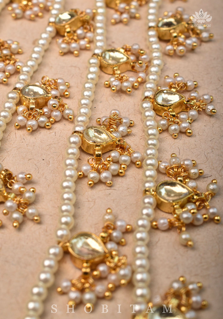 Ahmedabadi jadau 5 Tier Necklace with Kundan Charms,