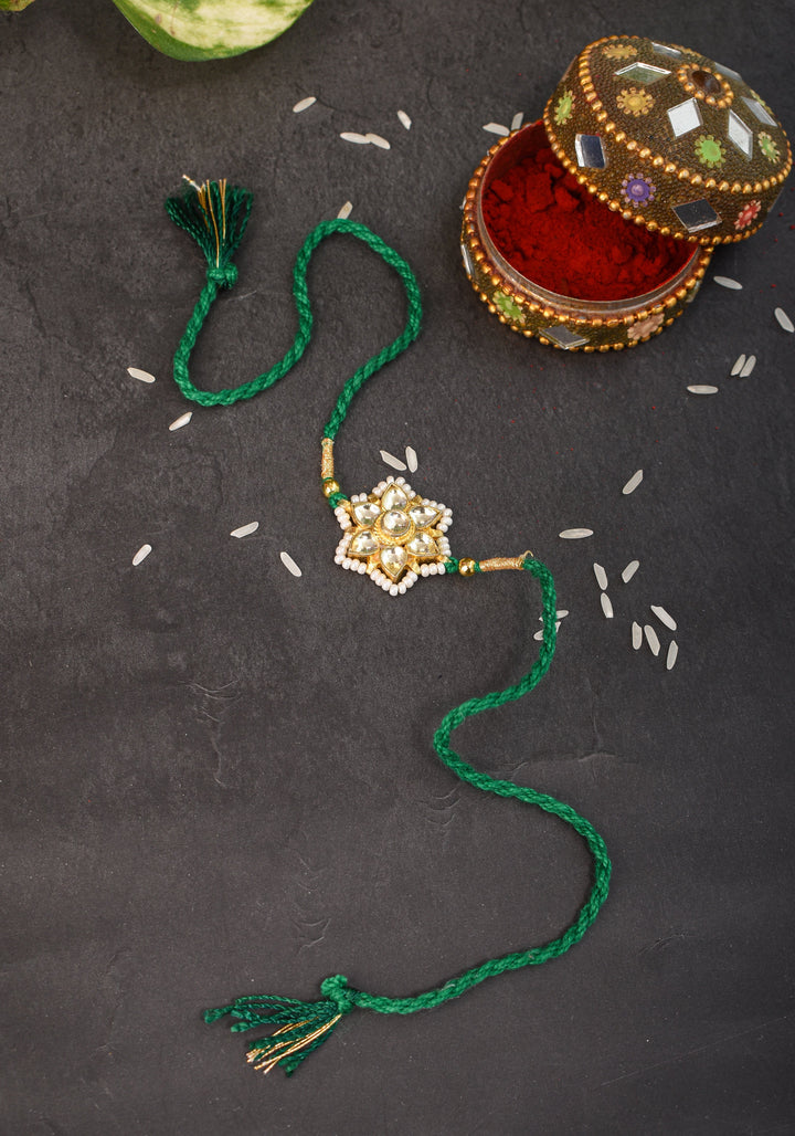 Jeweled Rakhi for Brother - Ahmedabadi Kundan Jadau Rakhi | Shobitam Jewelry