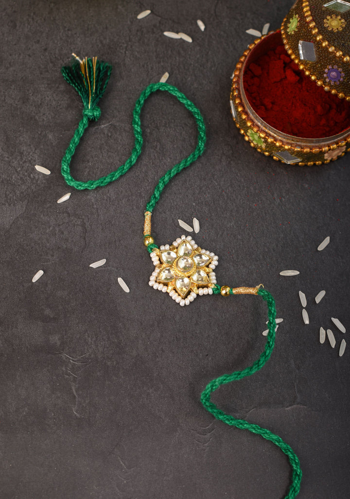 Jeweled Rakhi for Brother - Ahmedabadi Kundan Jadau Rakhi | Shobitam Jewelry