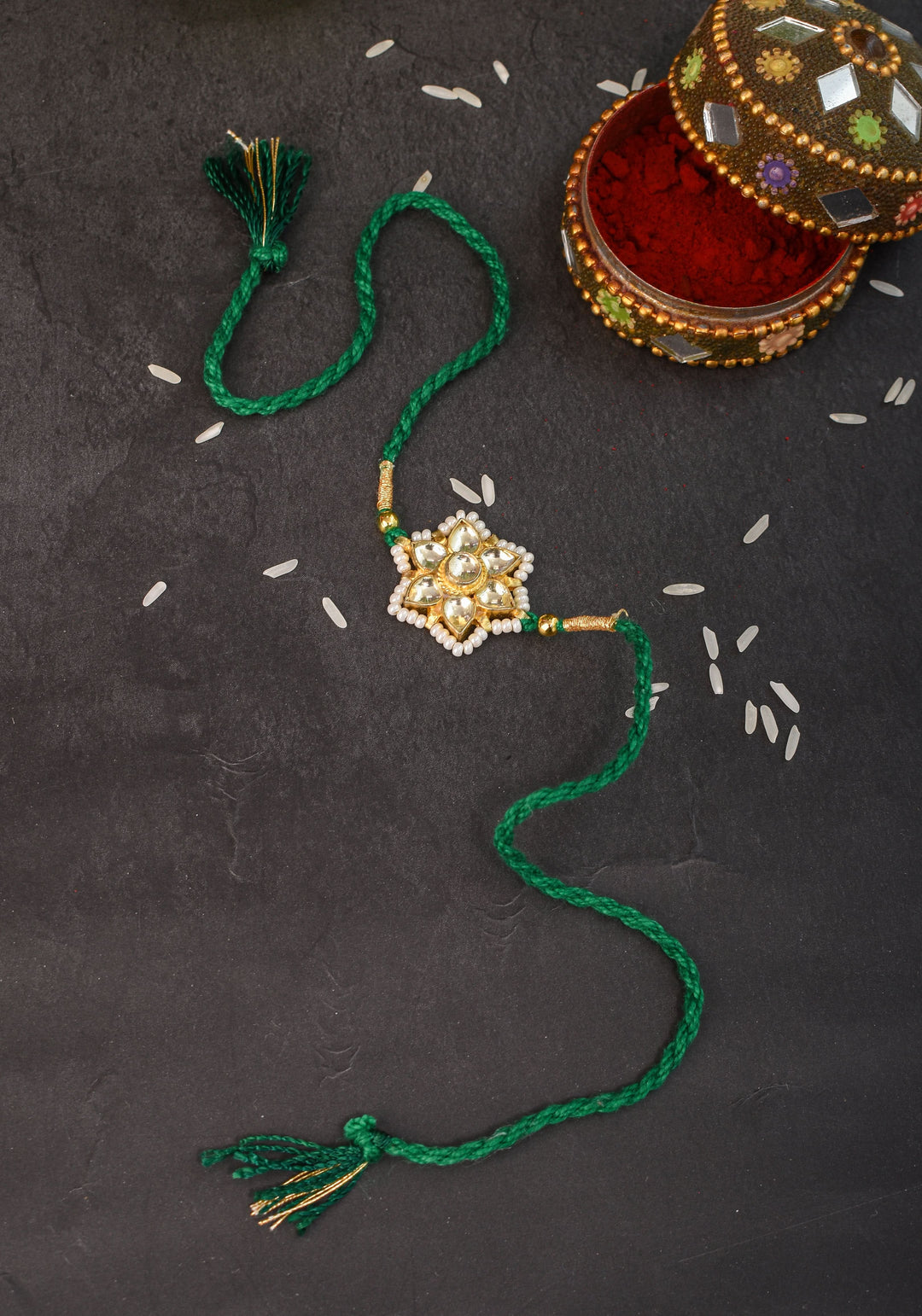 Jeweled Rakhi for Brother - Ahmedabadi Kundan Jadau Rakhi | Shobitam Jewelry