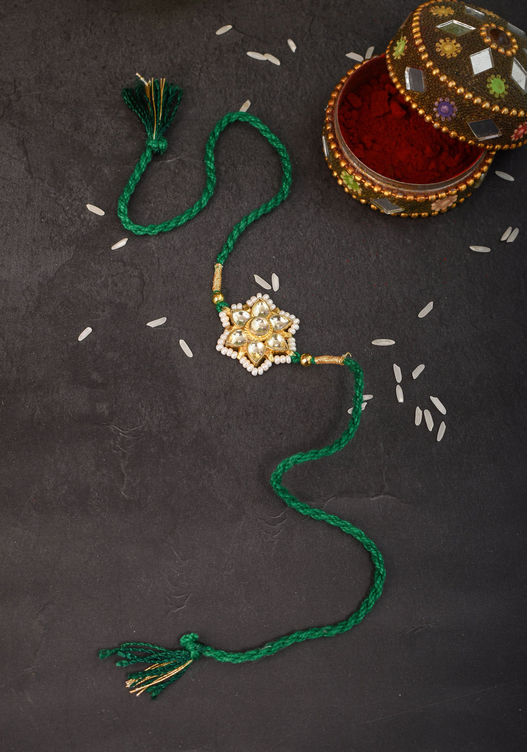 Jeweled Rakhi for Brother - Ahmedabadi Kundan Jadau Rakhi | Shobitam Jewelry