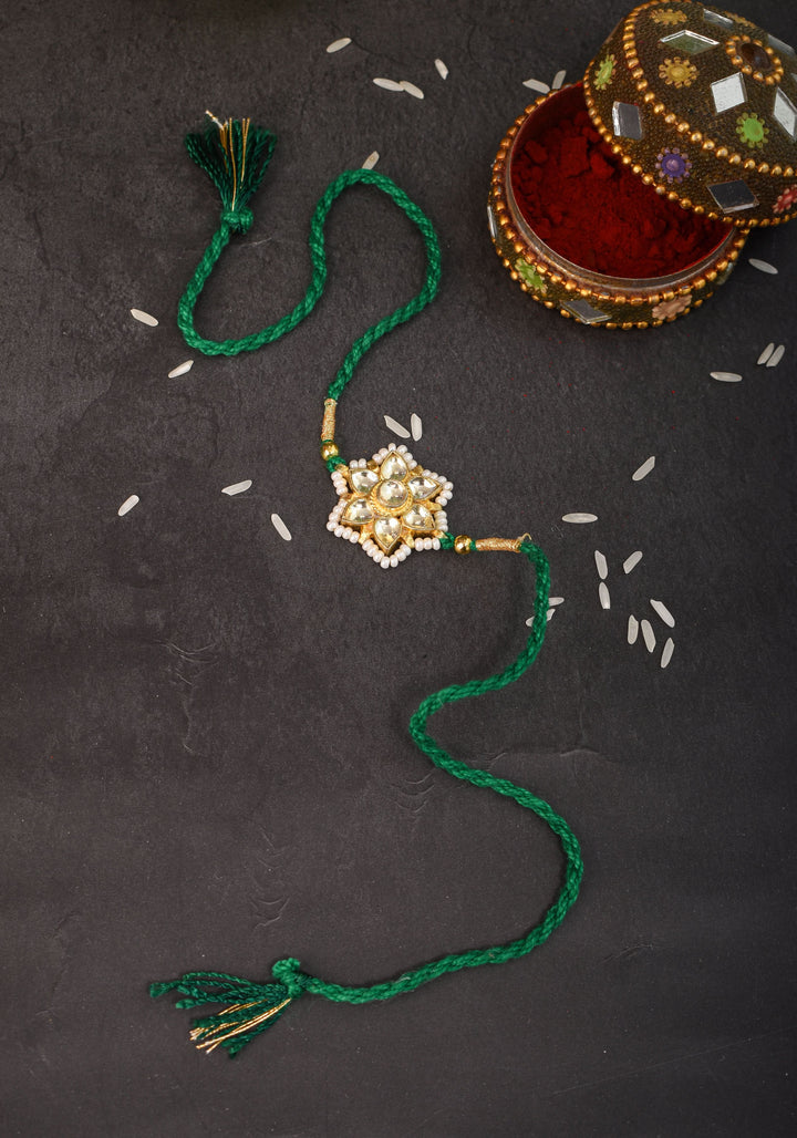 Jeweled Rakhi for Brother - Ahmedabadi Kundan Jadau Rakhi | Shobitam Jewelry